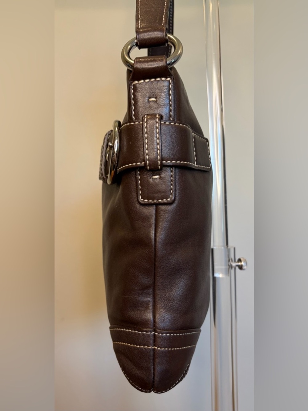 Vintage COACH Soho Slim Duffel Dark Brown Leather Shoulder Purse 1453 EUC - Picture 10 of 17